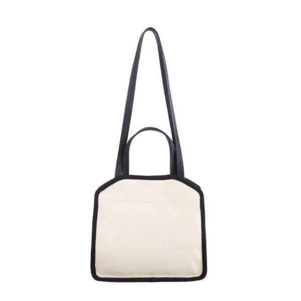 Black & White Canvas Square Large Capacity Tote Bag | Handbag | Crossbody Bag