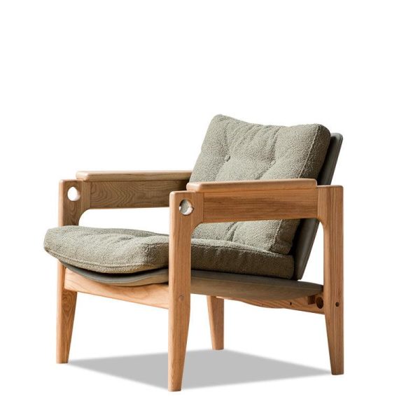 Azami - Solid Ash Wood & Fabric Armchair ｜ Reading Chair