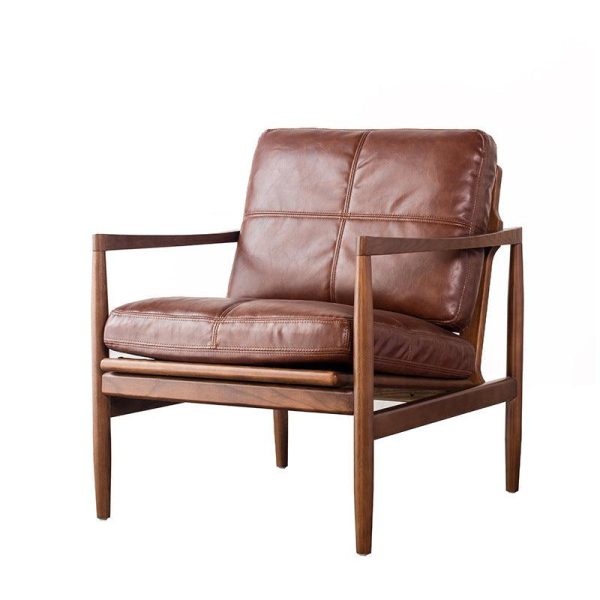 Hiroko - Solid Ash Wood & Leather Armchair ｜ Reading Chair | Double Sofa