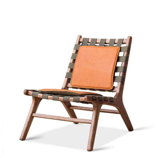 Juan - Solid Ash Wood & Leather Lounge Chair | Reading Chair